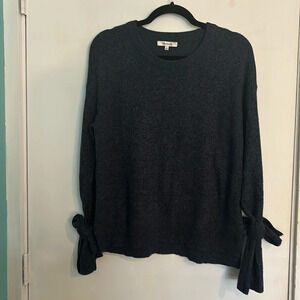 Navy/black marled Madewell sweater with tie cuffs. Size s (generous fit)